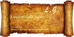 Levius Génia névjegykártya